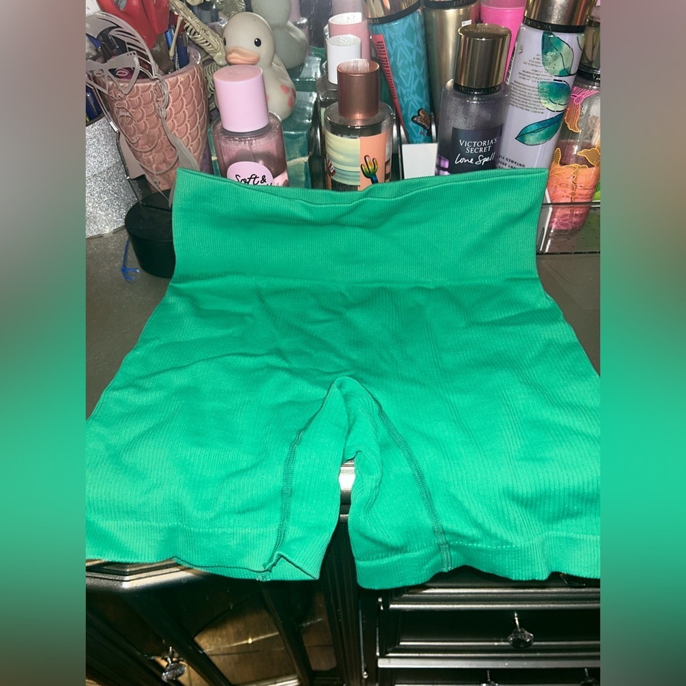 High-Waist Women's Bike Shorts in Bright Green